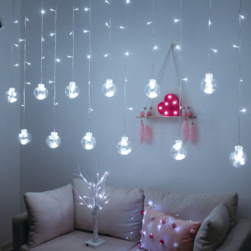 Fairy garland led ball string lights for wedding christmas birthday party festival decor led led lights decoration gardin lys: Hvit