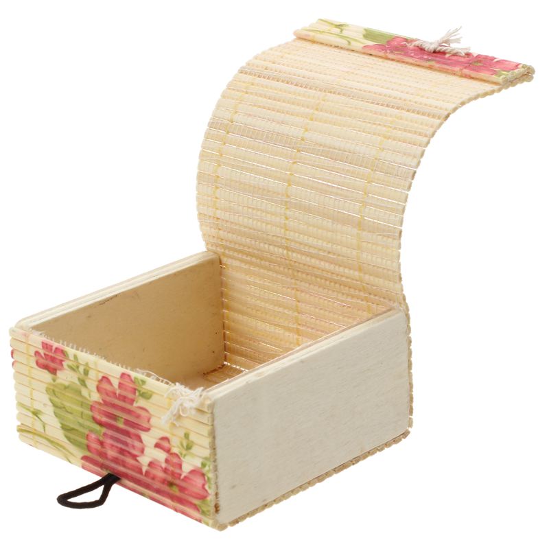 1Pc Delicate Ring Ketting Oorbellen Bamboe Houten Case Sieraden Opbergdozen Grote Bloemen