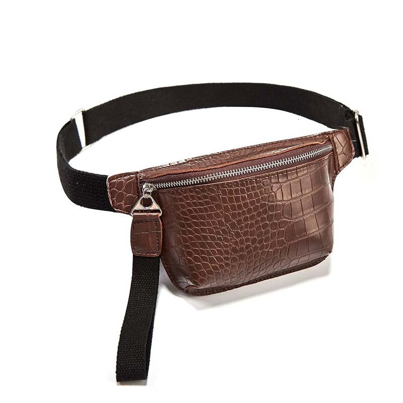 TTOU Women Waist Bag Crocodile Chest Belt Bag Clutch Female Pu Leather Handbag Cross Body Pouch Bag Fanny Pack Sachet: Brown