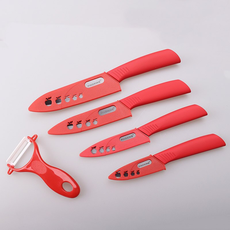 Bästa keramiska knivar och skalare set svart bladhandtag keramisk kniv 3 &quot; 4 &quot; 5 6 tums täcker kökskniv set verktyg: Röd