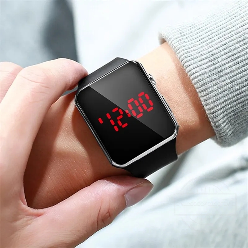 Eenvoudig digitaal horloge voor heren Dames Mode Sport LED elektronisch horloge Zwart siliconen polsbandje Casual herenhorloge Reloj Hombre