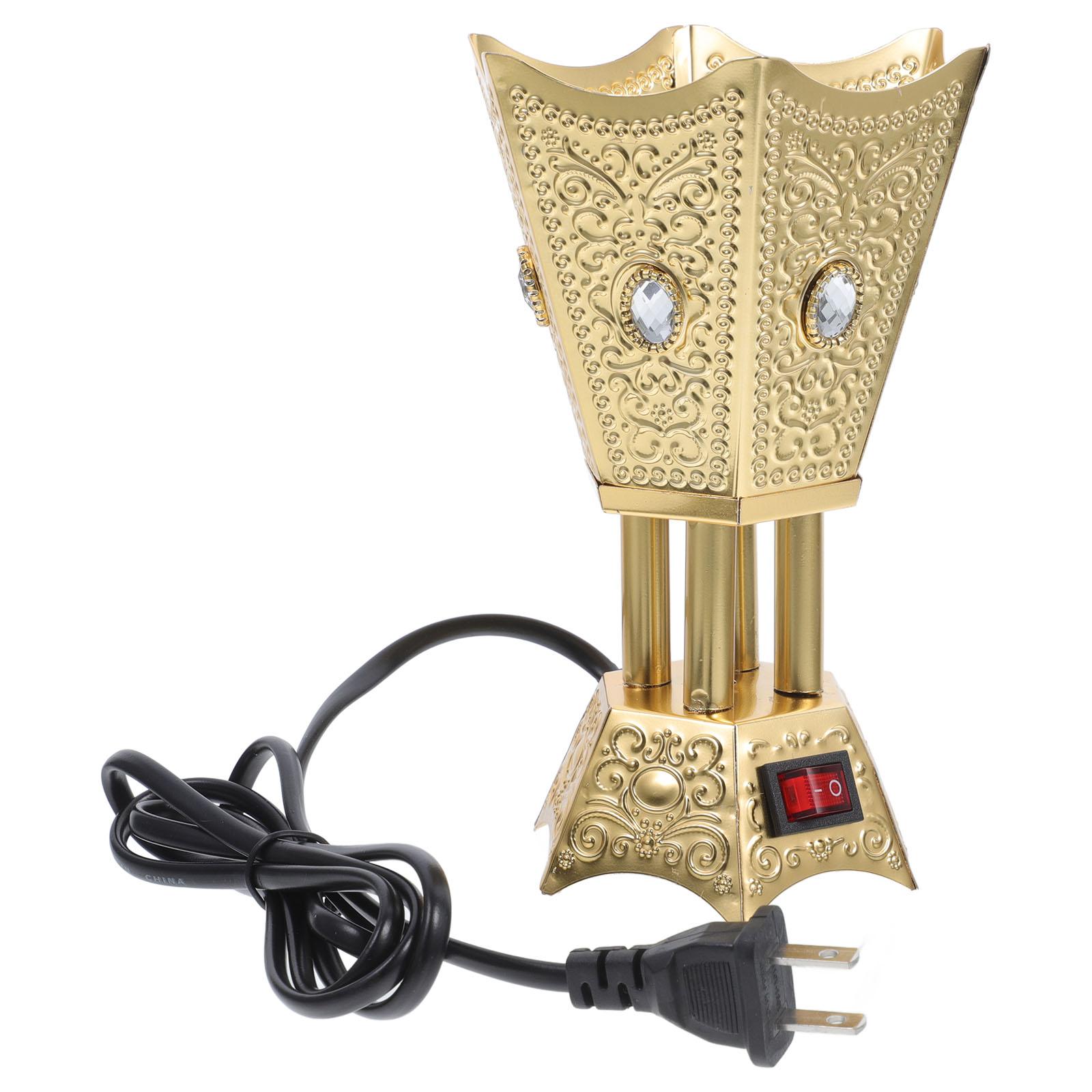 Elektrische wierook retro huishoudelijke elektrische wierookbrander wierookvat ijzeren bakhoor nament led in timer therapie huishoudelijk