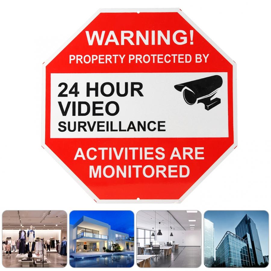 Vsafety CCTV Warnschild – 24h Videoaufnahme, 450x150 Mm, Schwarz/gelb, Selbstklebend