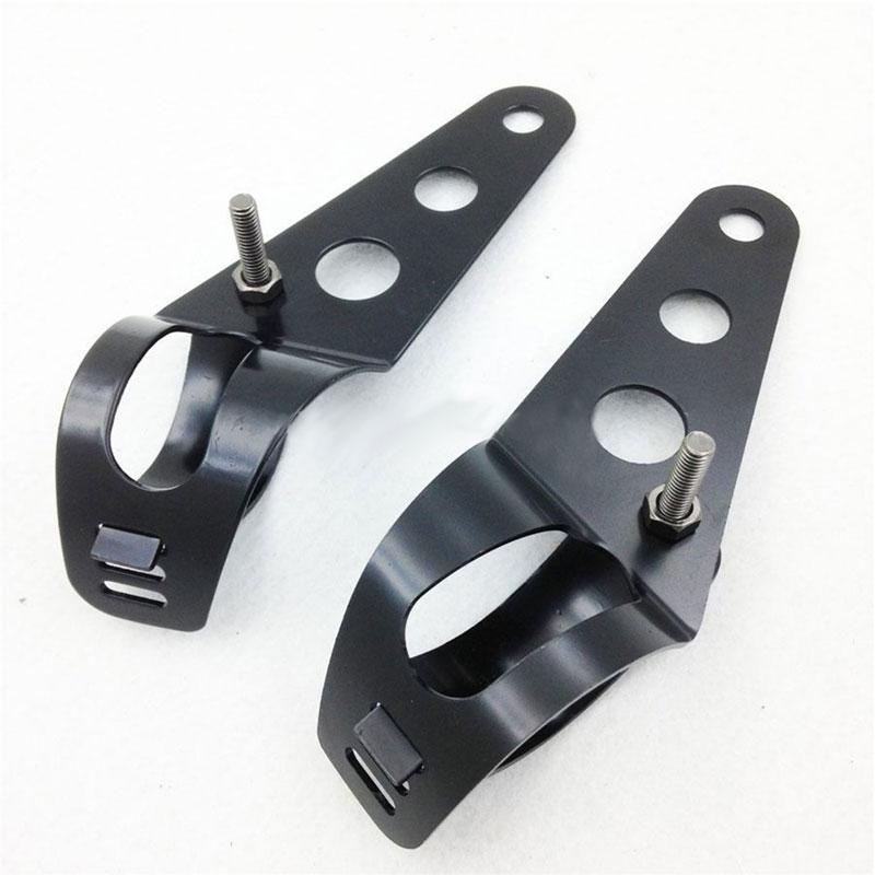 Universele Motorfiets Koplamp Beugel Vork Oor Chopper Koplamp Houder Klem Verstelbare Motor Vork 38Mm-48Mm Vork buis: black