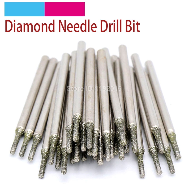 6PCS 2.35MM Shank Diamond Grinding Head Burr Needle Point Engraving Carving Polishing Glass Jade Stone Drill Bits Rotary Tools