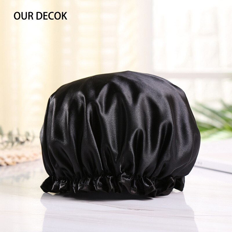 Waterdichte Badmuts Badkamer Douche Haarhoes Vrouwen Benodigdheden Douchemuts Volwassen Douche Bad Badmutsen Badkameraccessoires: Black