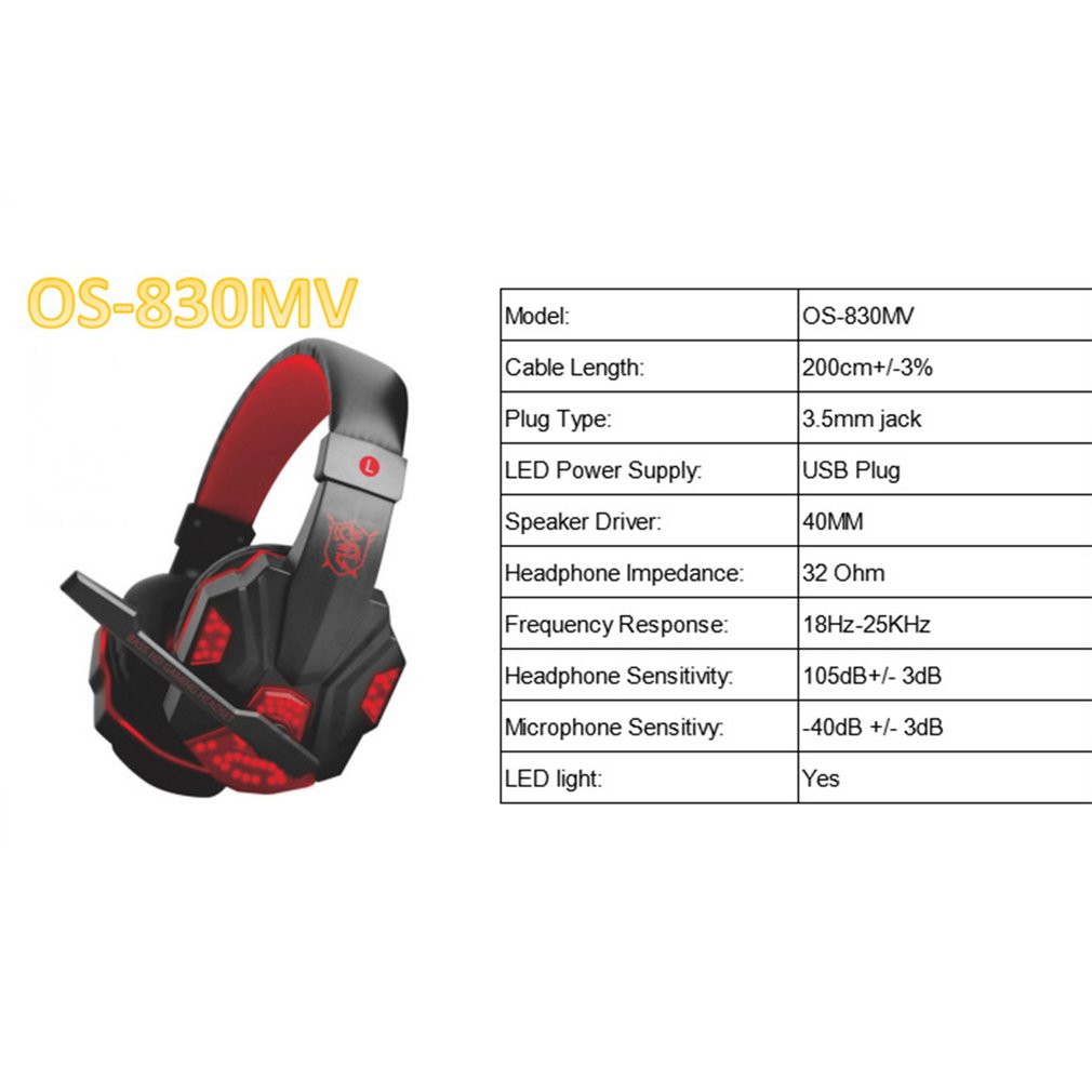 Soft Cushion Gaming Headset Surround Stereo Gaming Headset Headband Headphone USB 3.5mm LED With Mic For PC