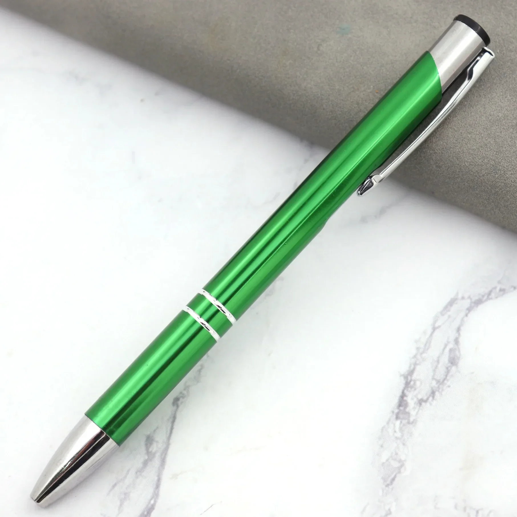 100 stuks reclame metalen balpen blanco pennen voor doe-het-zelf creatieve zakelijke multifunctionele pen: green