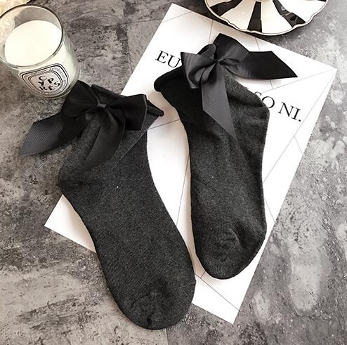 De calcetines de lazo Streetwear mujeres corta de calcetines de Color caramelo Pantalón corto con contraste de Color Sockings señoras Bowknot Sox 1 pares/2 uds: 7