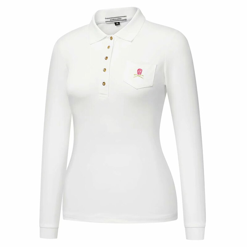 Golf Apparel Women's Autumn Long Sleeve Slim Stretch Golf Top Size S-XL: White / XL