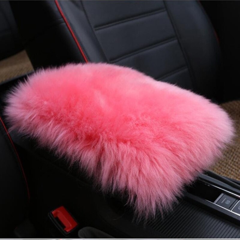 Auto Pluche Armsteun Cover Faux Fur Auto Center Arm Rest Console Pad Wol Kussen Protector Universal Voor Suv/Vrachtwagen/Auto: Pink