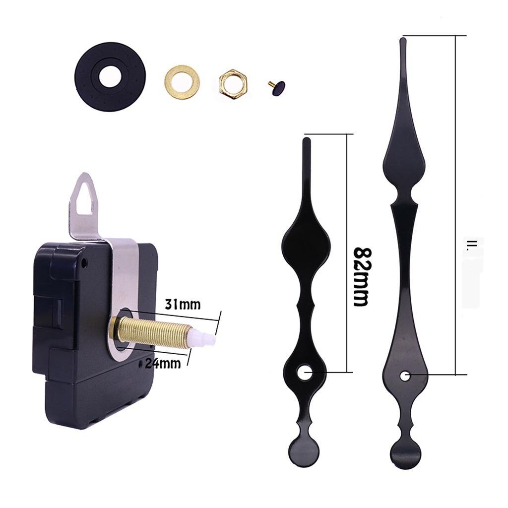 1 Set Quartz DIY Wall Clock Movement Accessories Clockwork Repair Parts Kits Mechanism Black Long Spindle Replacement