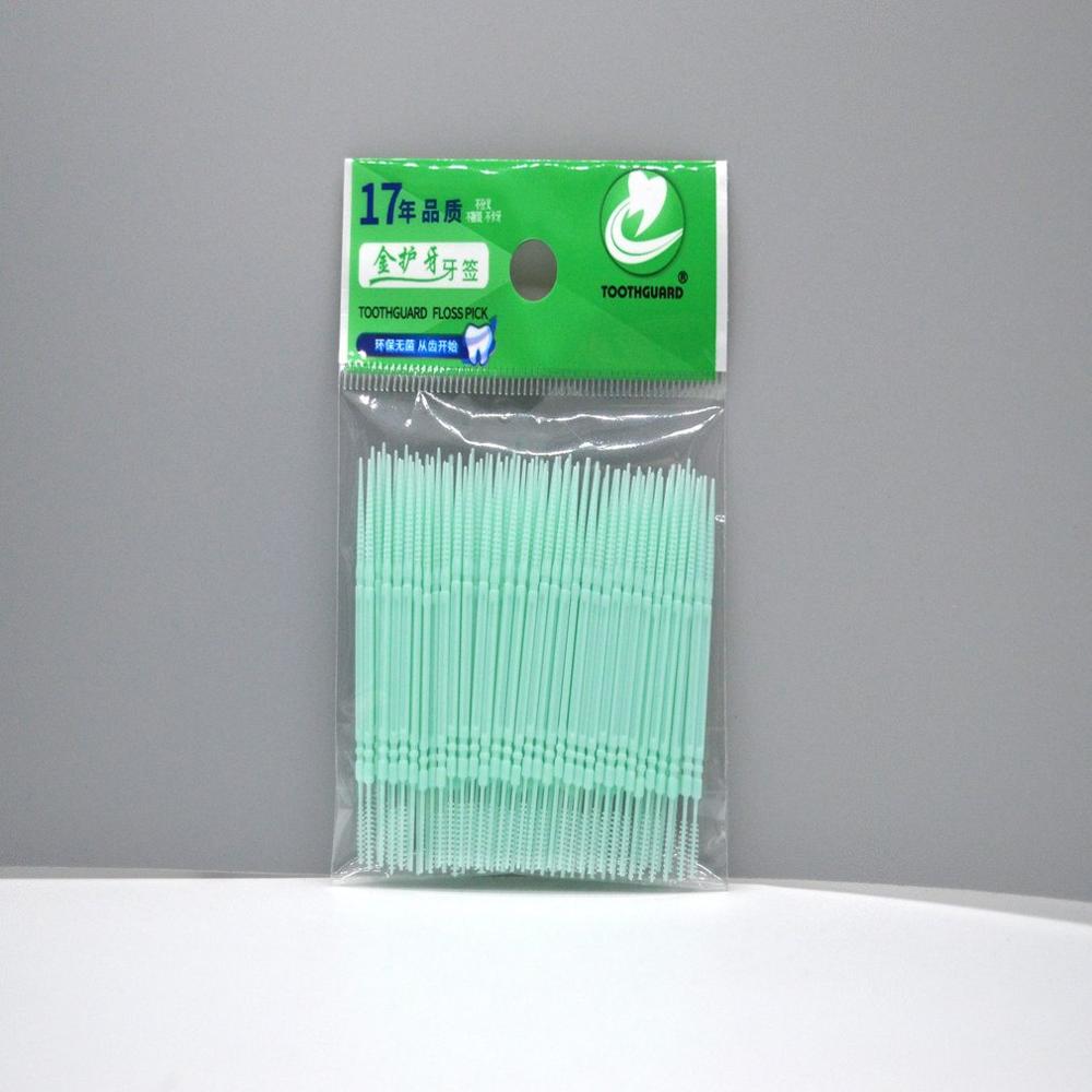 200PCS Disposable Double Head Plastic Tooth Floss Hygiene Dental Floss Interdental Toothpick Healthy for Teeth Cleaning