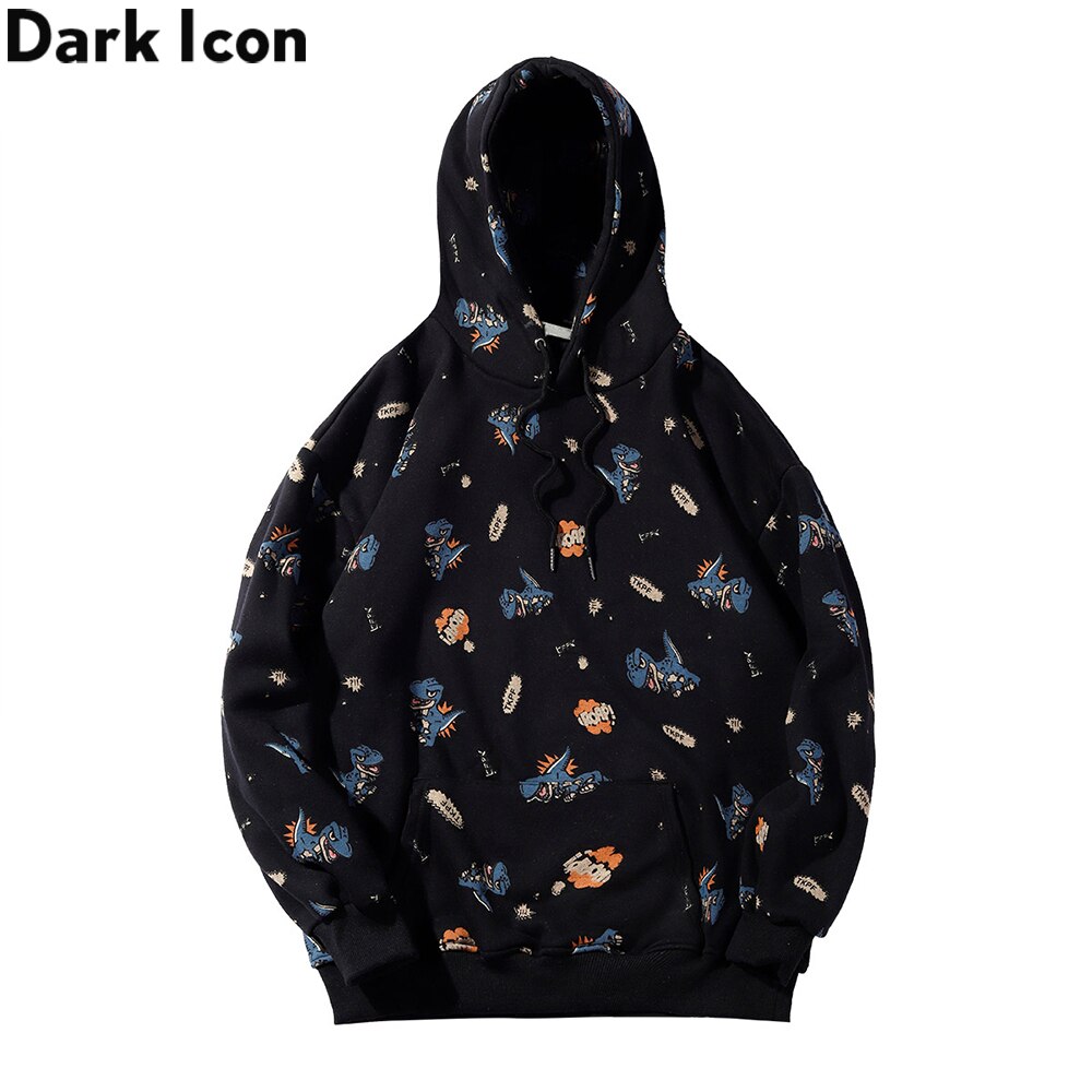 Dark Icon Dinosaur Hoodie Men Winter Preppy Style Men's Sweatshirts with Hoodie Hooded Man