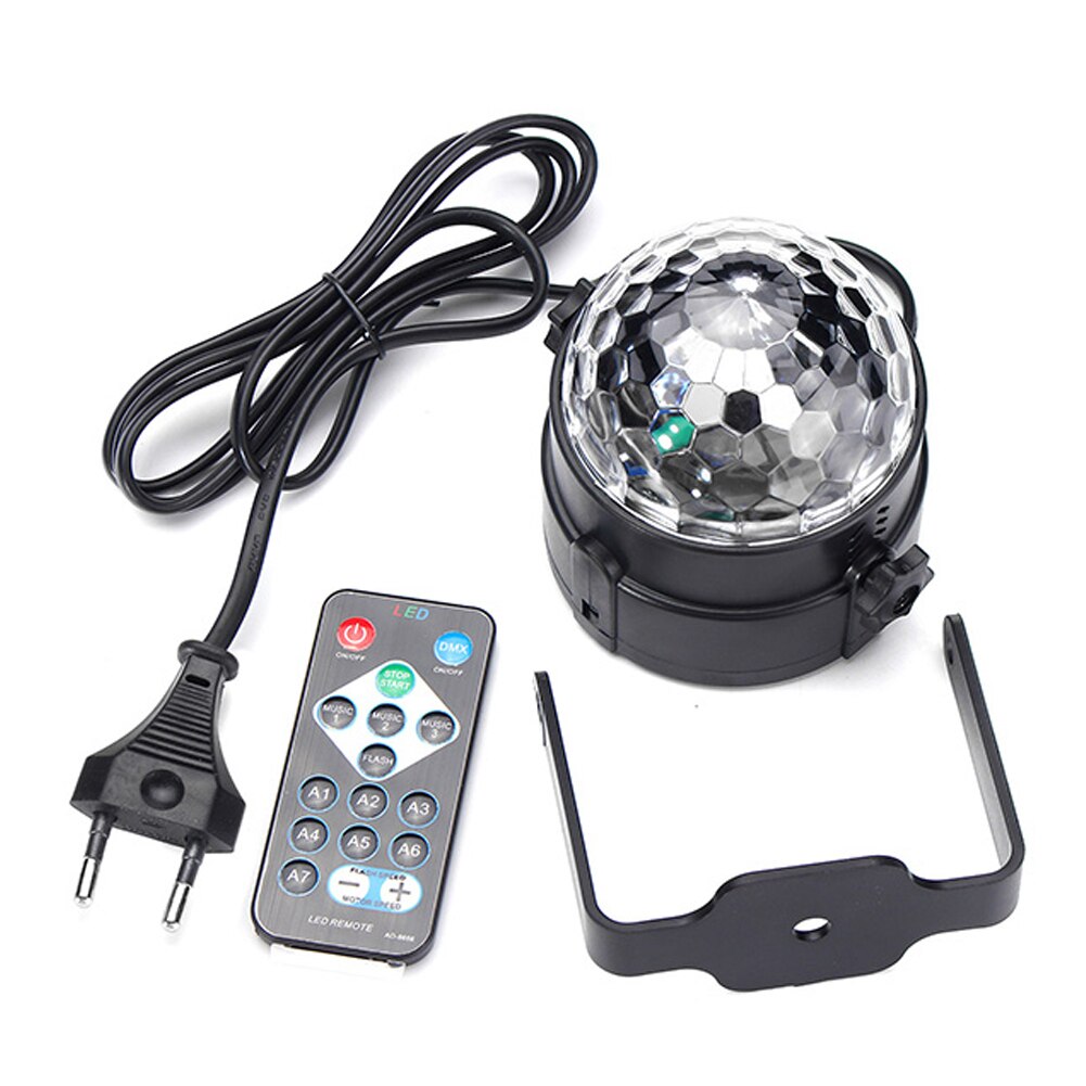 Bola de discoteca giratoria UV, luz estroboscópica de 3W RGB, luces de escenario para Navidad, hogar, KTV, Navidad, boda y espectáculo: EU Plug