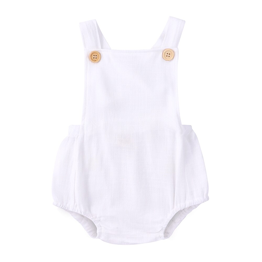 Ropa de verano para bebés y niñas, ropa de Color sólido para recién nacidos, monos de algodón sin mangas con cuello cuadrado, ropa para bebés de 0 a 24 meses: White / 24 meses