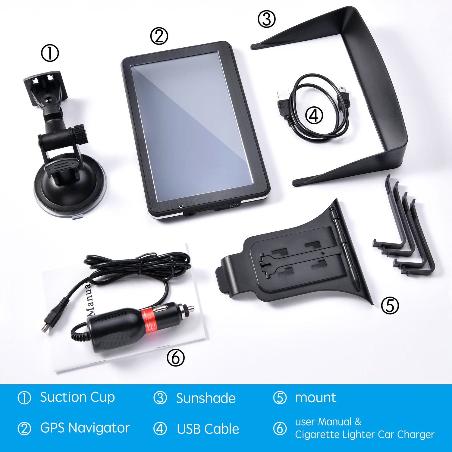 7 Inch Gps Navigator Portable Navigator 8GB128-256MB+Sunshade Gps Navi Navigation Device Maps Truck Car Auto Touch Screen