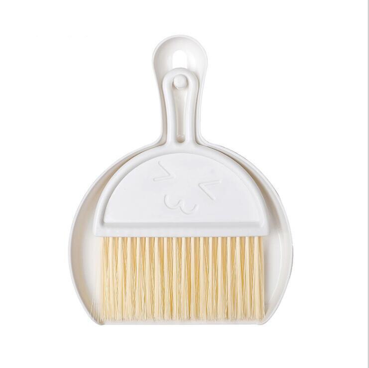 Mini cepillo limpieza pequeño, escoba, recogedor de polvo, limpieza de basura, mesa, herramientas de limpieza del hogar, utensilios para el hogar: Blanco