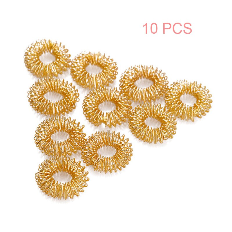 Anelli di massaggio per digitopressione medicina cinese terapia del dolore circolazione delle dita anello di massaggio Mini Fidget giocattoli regali per bambini e adulti: 10 PCS Gold