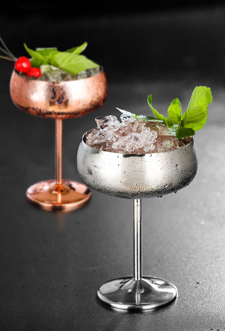 Acier inoxydable plat large verre à Cocktail en métal barre à Cocktail Restaurant coupe de Champagne gobelet 450ml barre fournitures