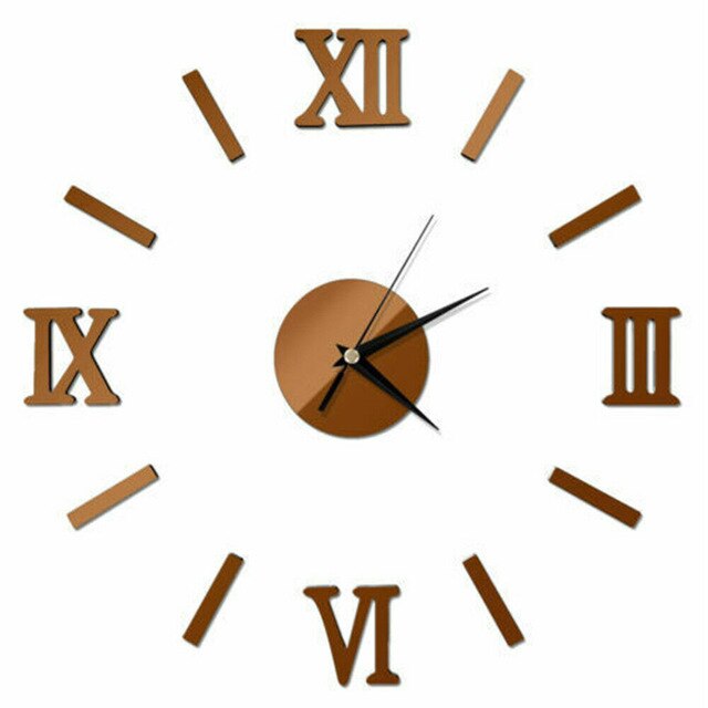 Moderne Diy Aantal Muursticker 3D Klok Spiegel Oppervlak Home Decor Art Giant Behang Klok Horloge Met Romeinse Cijfers Grote klok: Goud