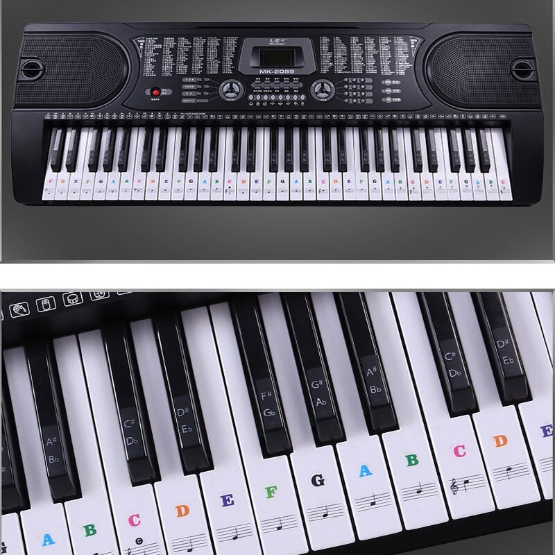 Colorful Transparent detachable music decal notes piano keyboard stickers electronic piano piano spectrum sticker symbol