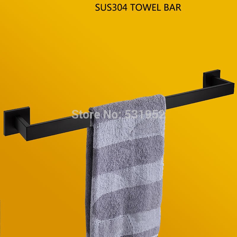 Black Matte Bathroom Accessories Tissue Paper Holder Towel Rail Rack Toilet Brush Holder Toothbrush Holder Toilet Brush Holder