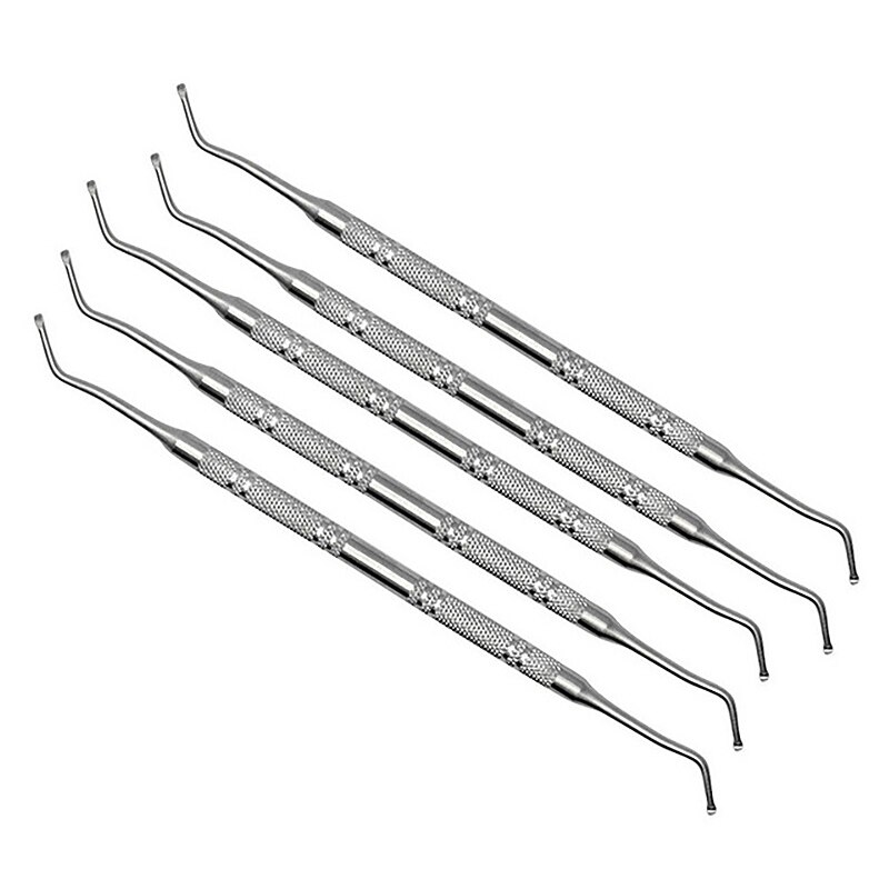 5 Pc Stainless Steel Clean Up Nail Ditch Picker Shaving Spoon Double-Headed Ingrown Nail Manicure Toenail Seam Dirt Tool: Default Title