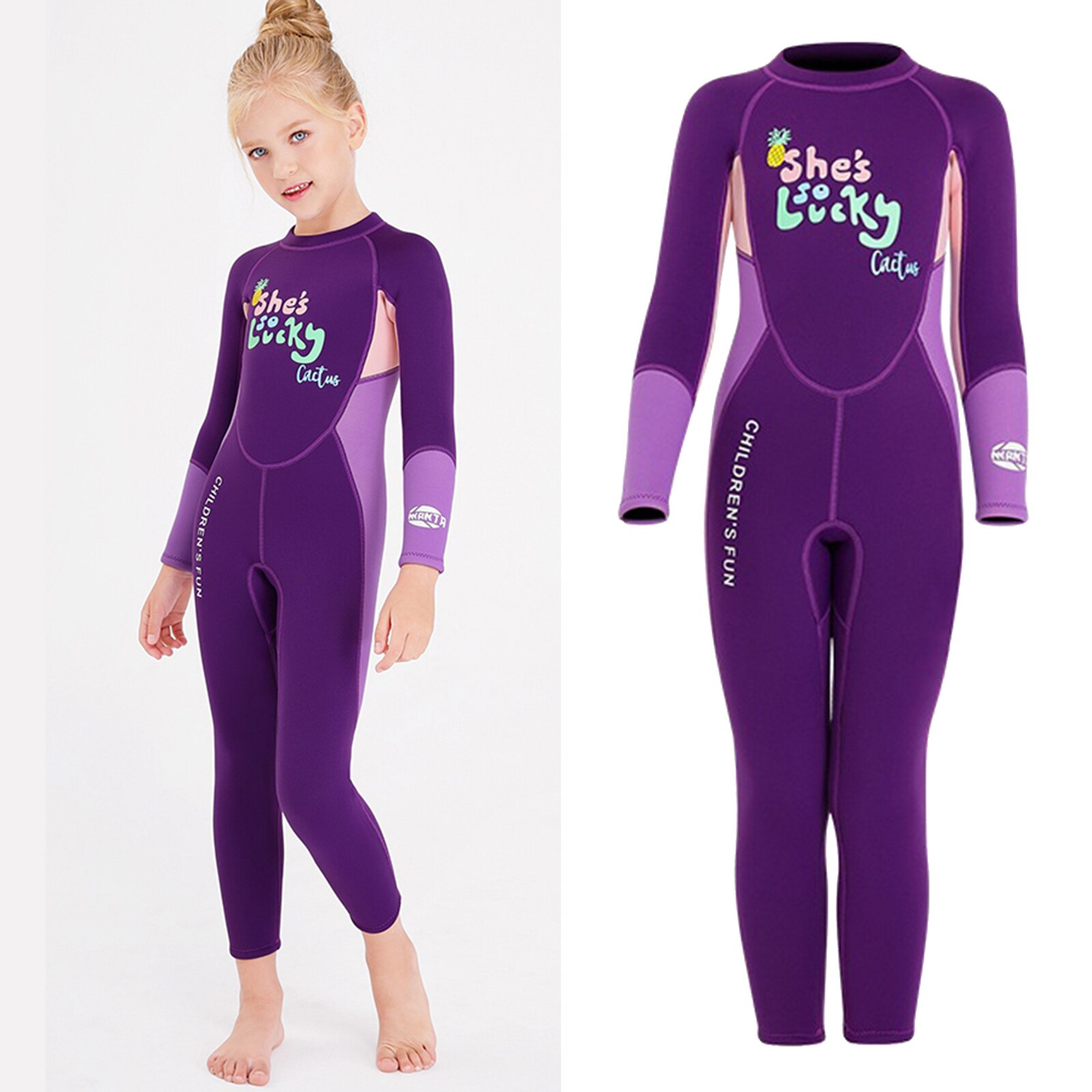 Kids Wetsuit - Long Sleeve - Neoprene - Cartoon Pattern - Girls