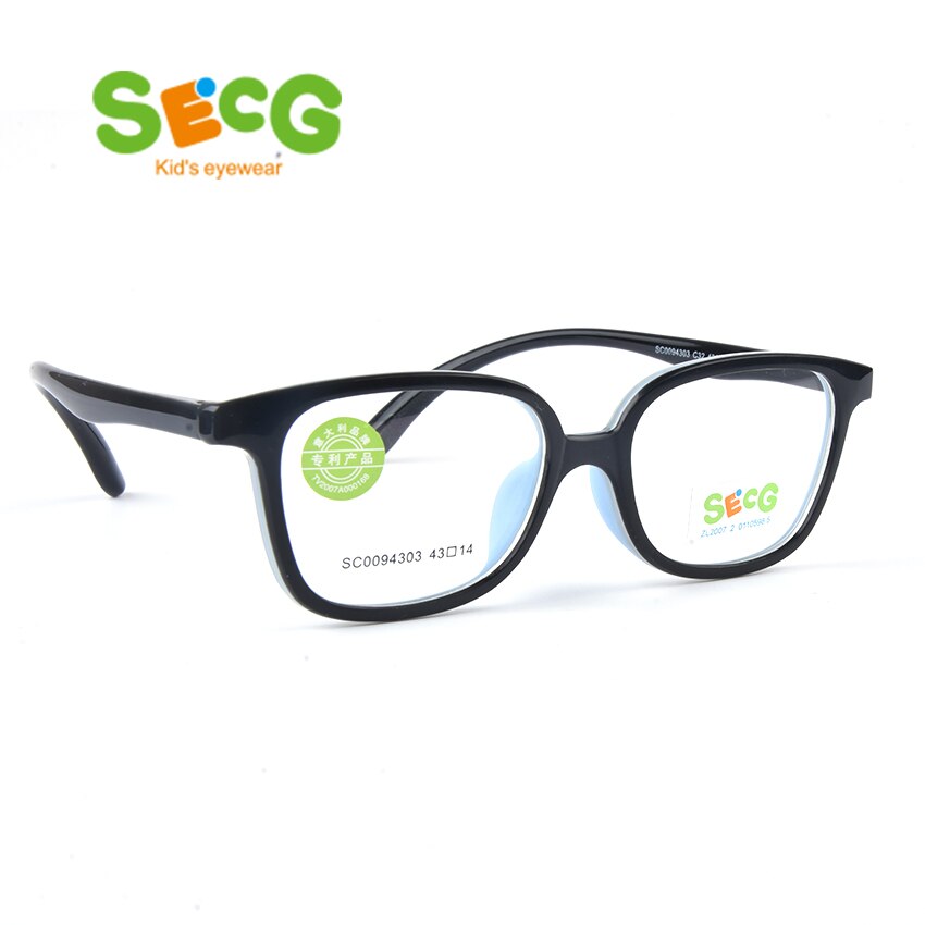 SECG Optical Strabismus Tough Children Glasses Round Big Frame Plastic Titanium Glasses Children TR90 Kids Eyewear Strap: C32