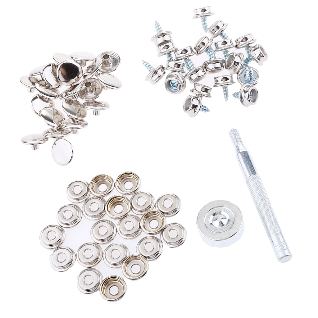 152 Pieces Stainless Steel Boat Marine 3/8'' Fastener Snap Cover Button Socket Press Stud Screw Kit
