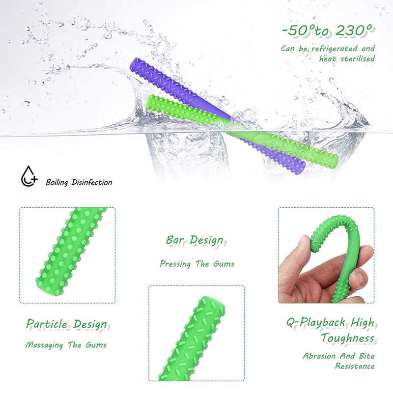 Flexible Hollow Teething Tubes(4Pack-6.8Inch), Soft Silicone Teething Toys for Babies Infants 0-12 Months Old