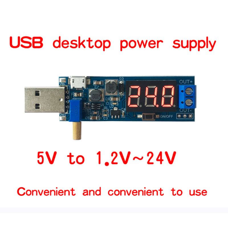 Dc -dc 5v to 1.2v-24v usb trin op / ned strømforsyningsmodul justerbar konverter