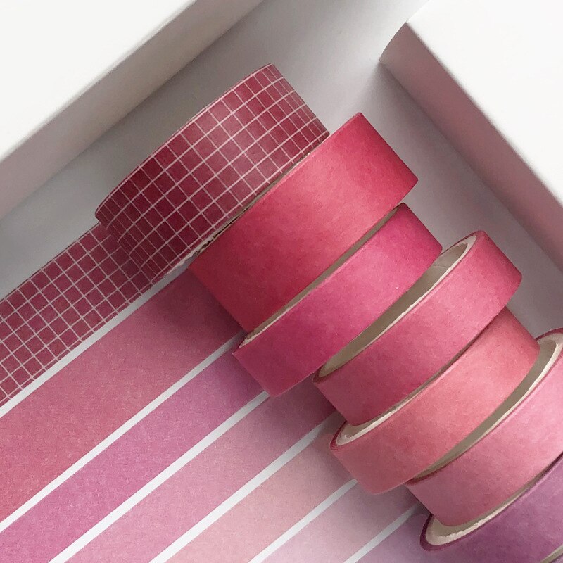 8Pcs/Set Pure Color Washi Tape Simple Stationery Washi Tape Set Lattice Masking Tape Material Escolar DIY Decoration Washi Tapes