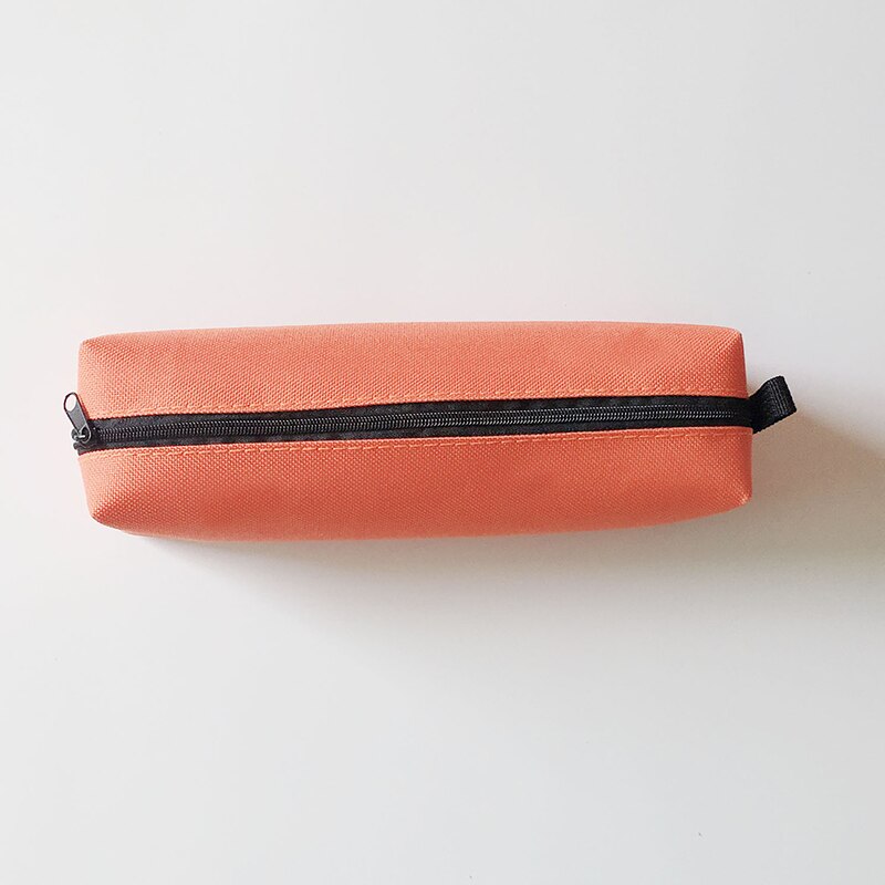 Pencil Case Makeup Bag Canvas Zipper Pen Bag Box Solid Cosmetic Bag School Stationery Bag Cosmetic Brush Bag For Girl Boy: Orange