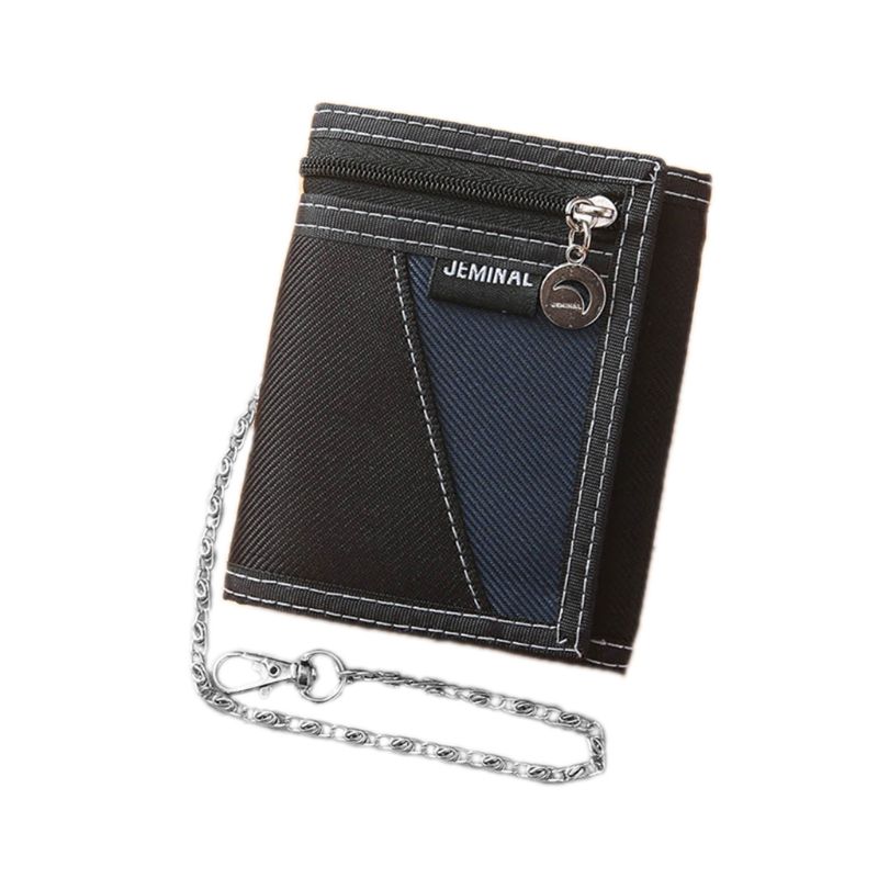 Portefeuille en toile pour homme porte-carte de crédit porte-clés porte-monnaie poche à langer: Black