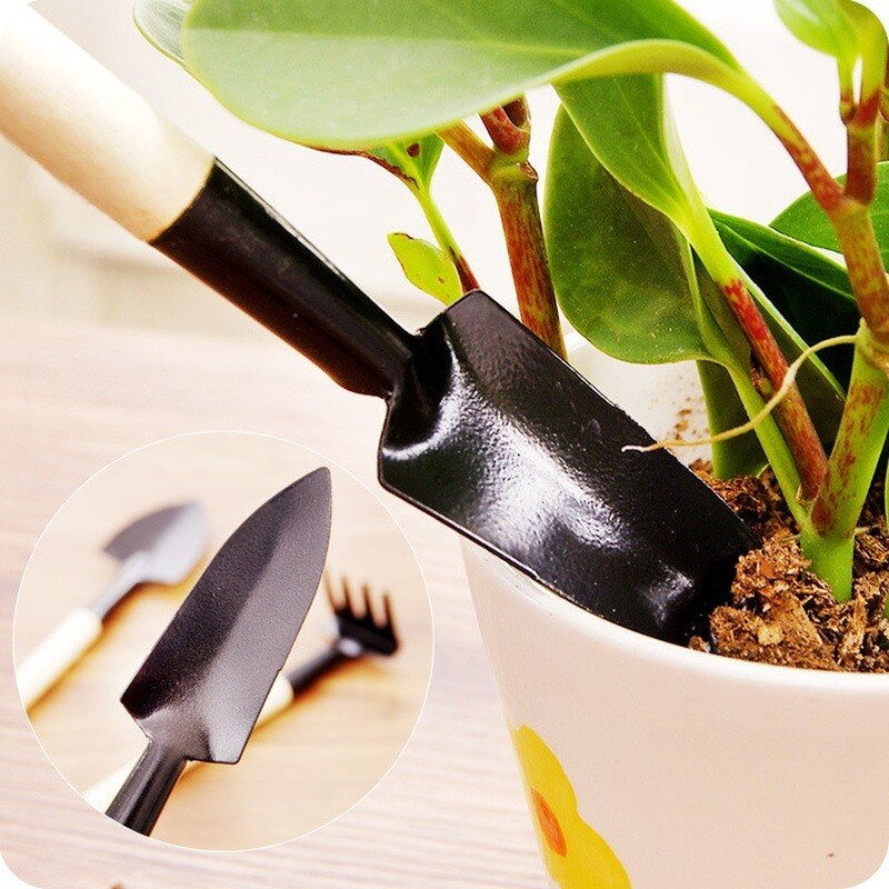 Mini Pala Rastrillo De Jardín Uxcell | Mango De Madera Y Cabeza Metálica Para Bonsái O Macetas Pequeñas