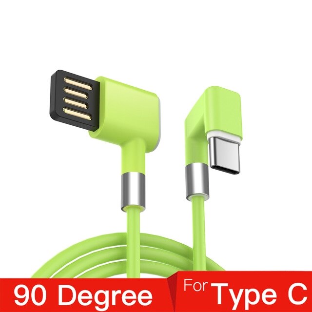 2.4A 180 Graden Snelle Lading Data Type C Micro Usb C Kabel Voor Samsung Huawei Xiaomi Type-C Lader lange Mobiele Telefoon Draad Koord: Green For Type C