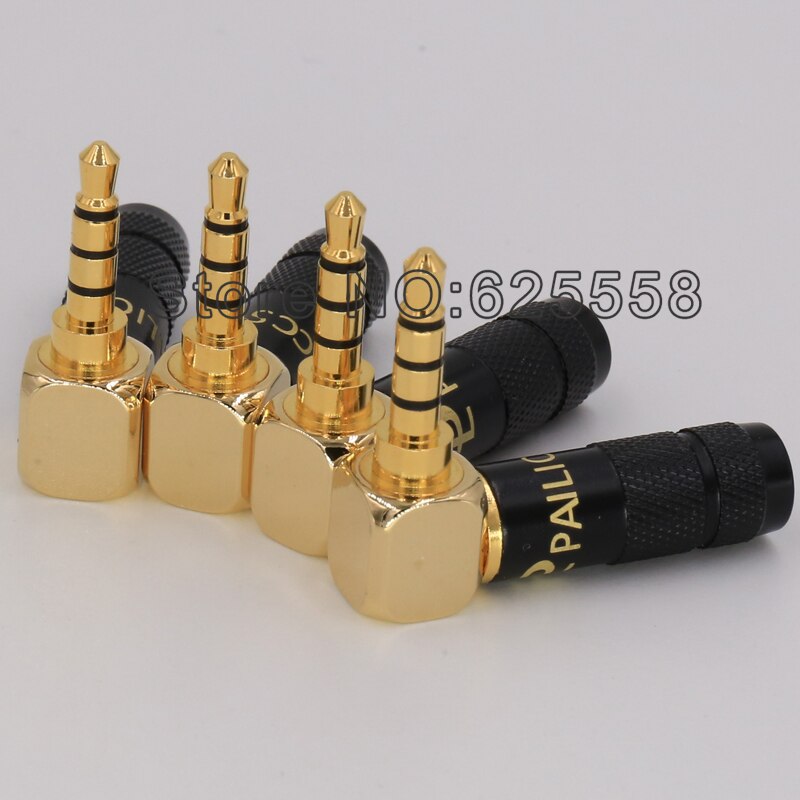 Pailiccs-conector macho de Audio con forma de L, adaptador para cable de auriculares HIFI, soldadura de 4 polos, 3,5mm, negro, 90 grados, 2 uds.