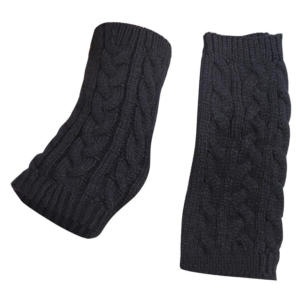 Knitted Crochet Long Hand Finger Free Glove Winter Warm Wool Fingerless Gloves Half Finger Gloves for Women Girl Men Unisex: BK