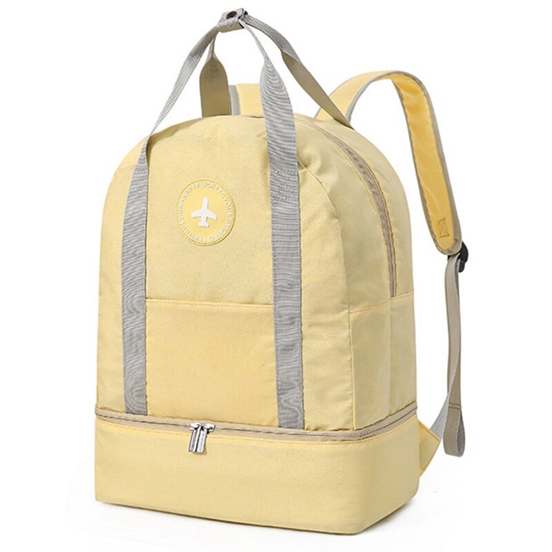 -Men Women Multi-Function Travel Backpack Fitness Bag Travel Large Capacity Waterproof Clothes Shoes Storage Bag: Light Yellow