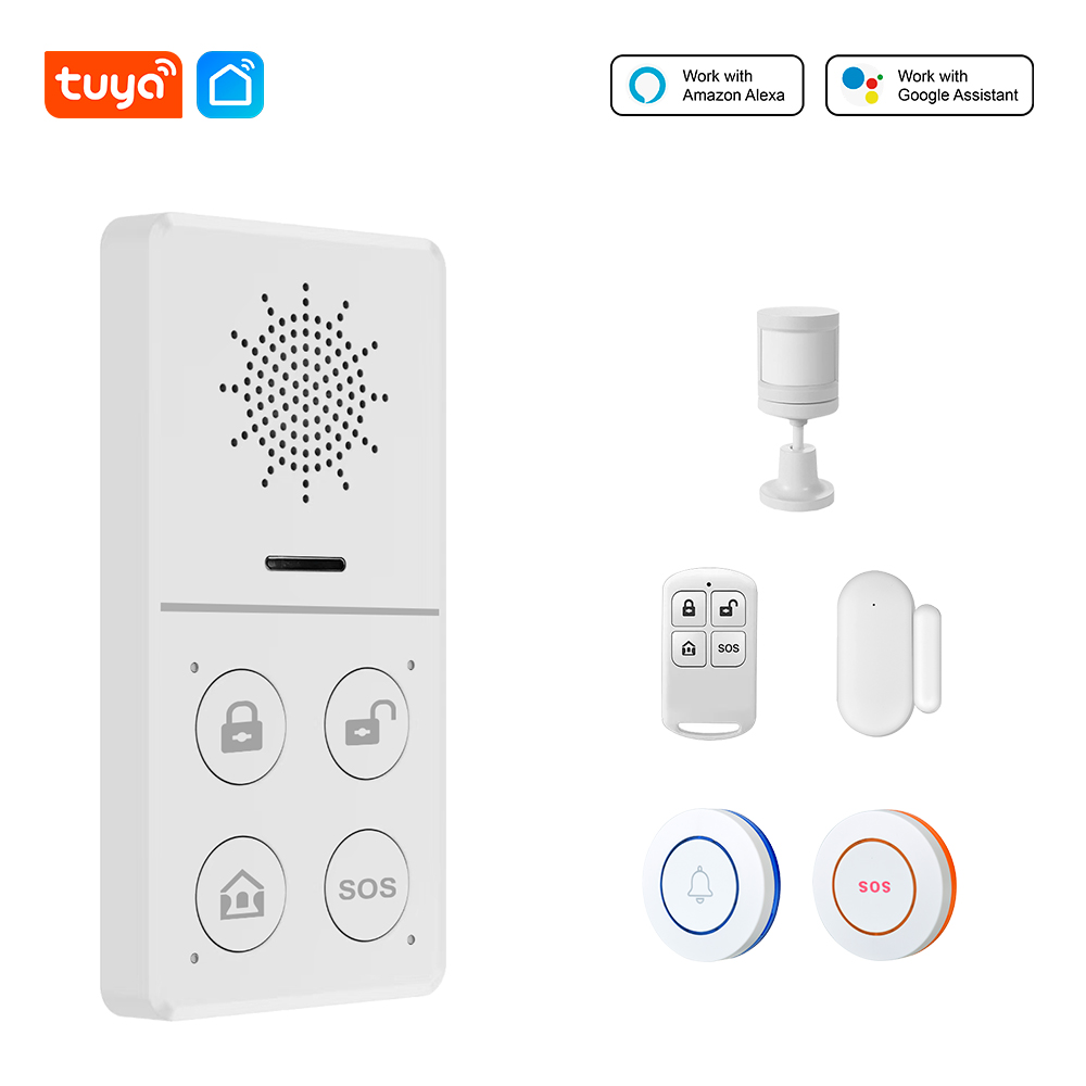 Tuya WiFi sistemas de seguridad para el hogar alarma antirrobo inalámbrica con Sensor de movimiento Sensor de ventana Sensor de puerta Control de aplicación de hogar inteligente: Gris oscuro