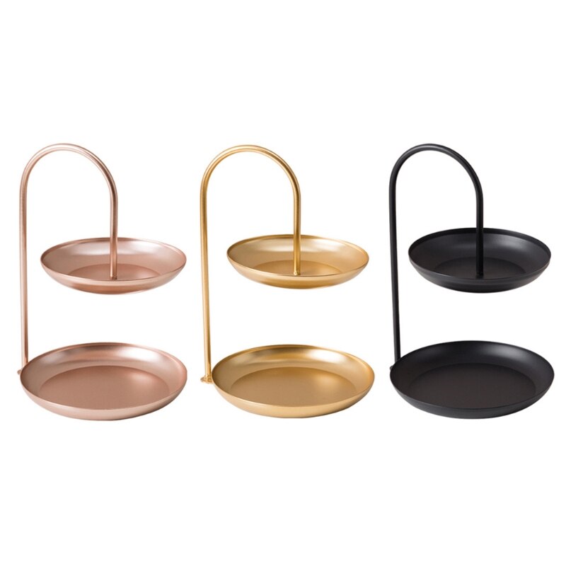 Light Luxury Iron Double-layer Jewelry Display Rack Family Party Dessert Fruit