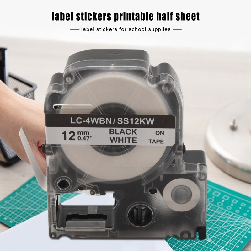 10 Pack Replace LK-4WBN LC-4WBN9(SS12KW) Label Tapes For Epson Labelworks LW300 LW400 LW500 LW700 1/2 Inch X 26.2 Feet