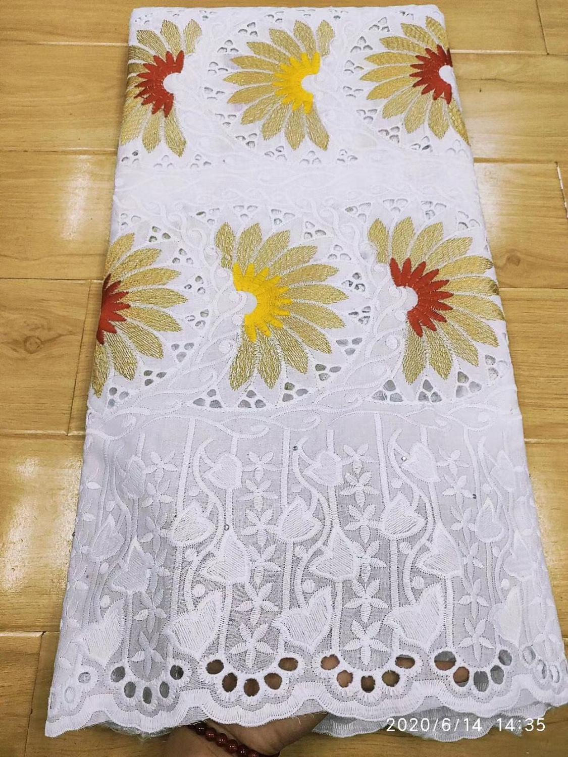 Tela de encaje suizo de 5 yardas, tejido de algodón de estilo africano, estilo Dubái popular de encaje de gasa suiza, bordado con cuentas pesadas,: 4
