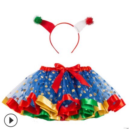 Niños Niñas falda de arco iris princesa diadema niños Navidad Halloween tutú colorido Mini vestido de bola falda 2-7Y: A / M