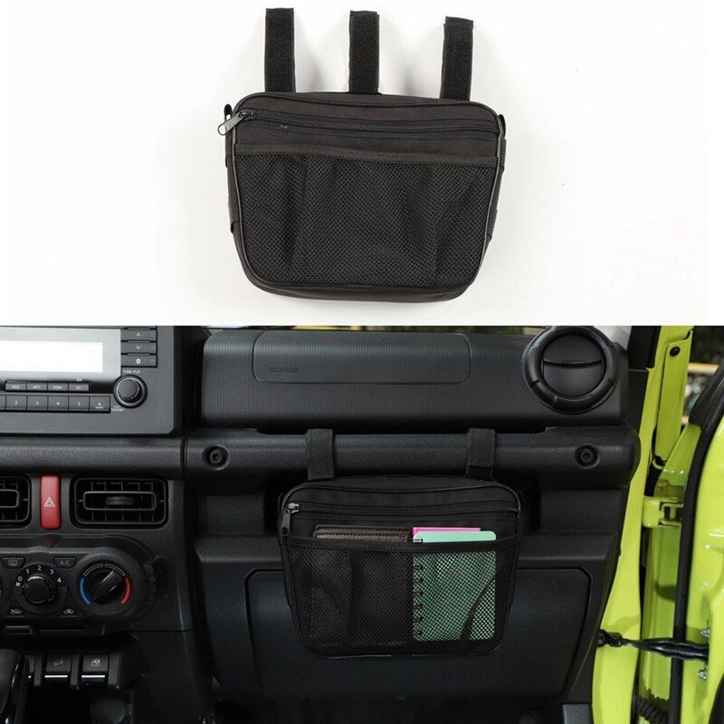 2 Stuks Voor Suzuki Jimny Auto Accessoires: 1Pcs Passenger Grab Handvatten Opbergtas & 1Pcs Auto Mount Telefoon Houder