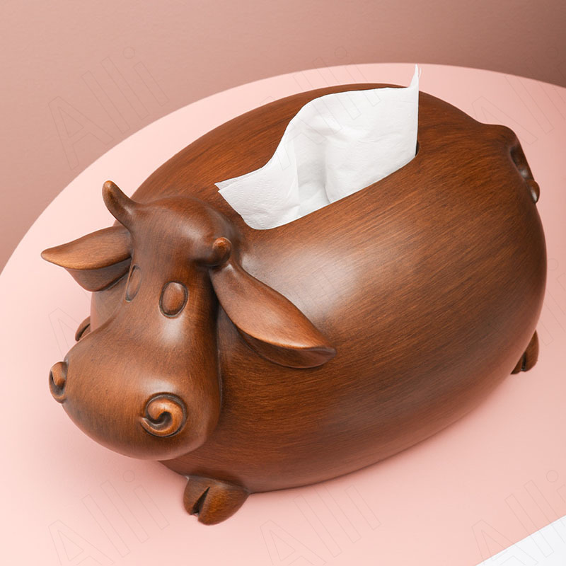 Light Luxury Wooden Tissue Box Western Restaurant Desktop Tissues Organizer Cow Shape Napkin Boxes Home Decoration