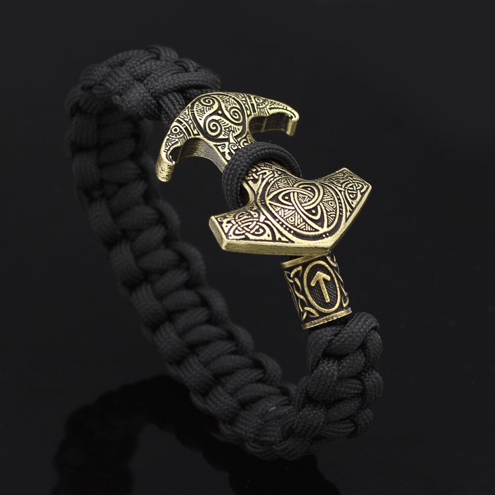 Männer Viking Talisman Thor Hammer Amulett Hammer Odin Raven Symbol Knoten Armband