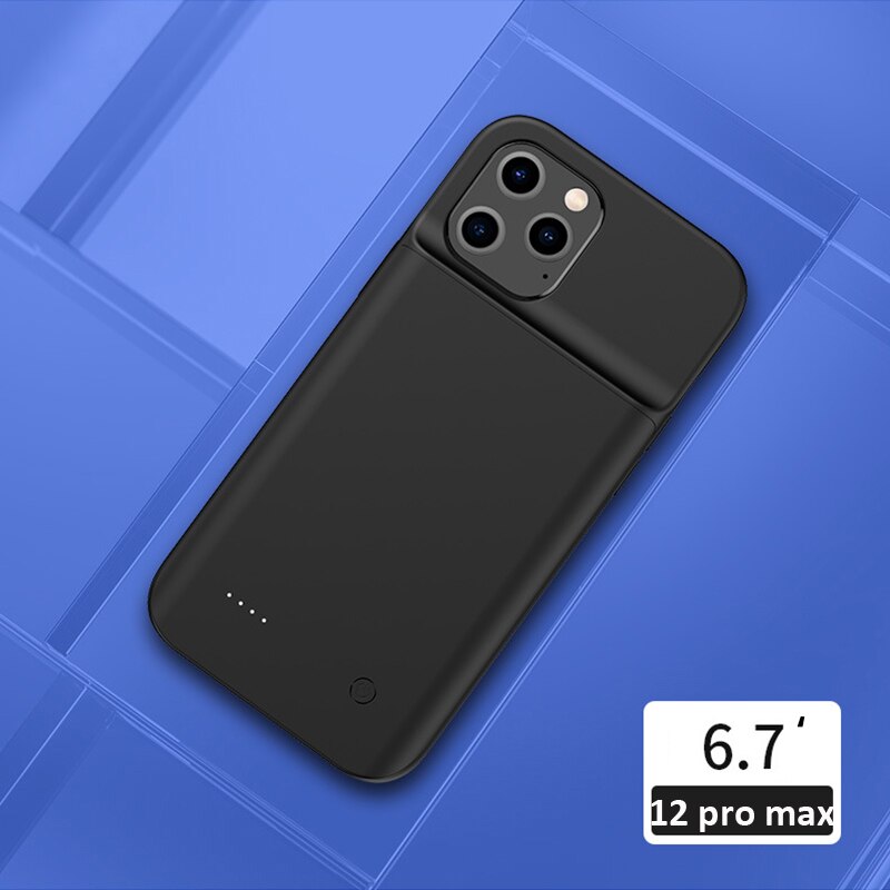 Battery Charger Case 6800Mah Externe Batterij Power Bank Case Voor Iphone 12 Mini 12 Pro 12pro Max Slanke batterij Case Cover: Black for 12 pro Max